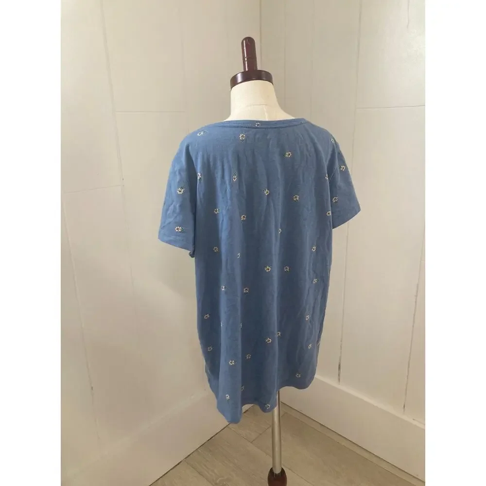 Old Navy Blue Floral Girls T-shirt, Size XXL